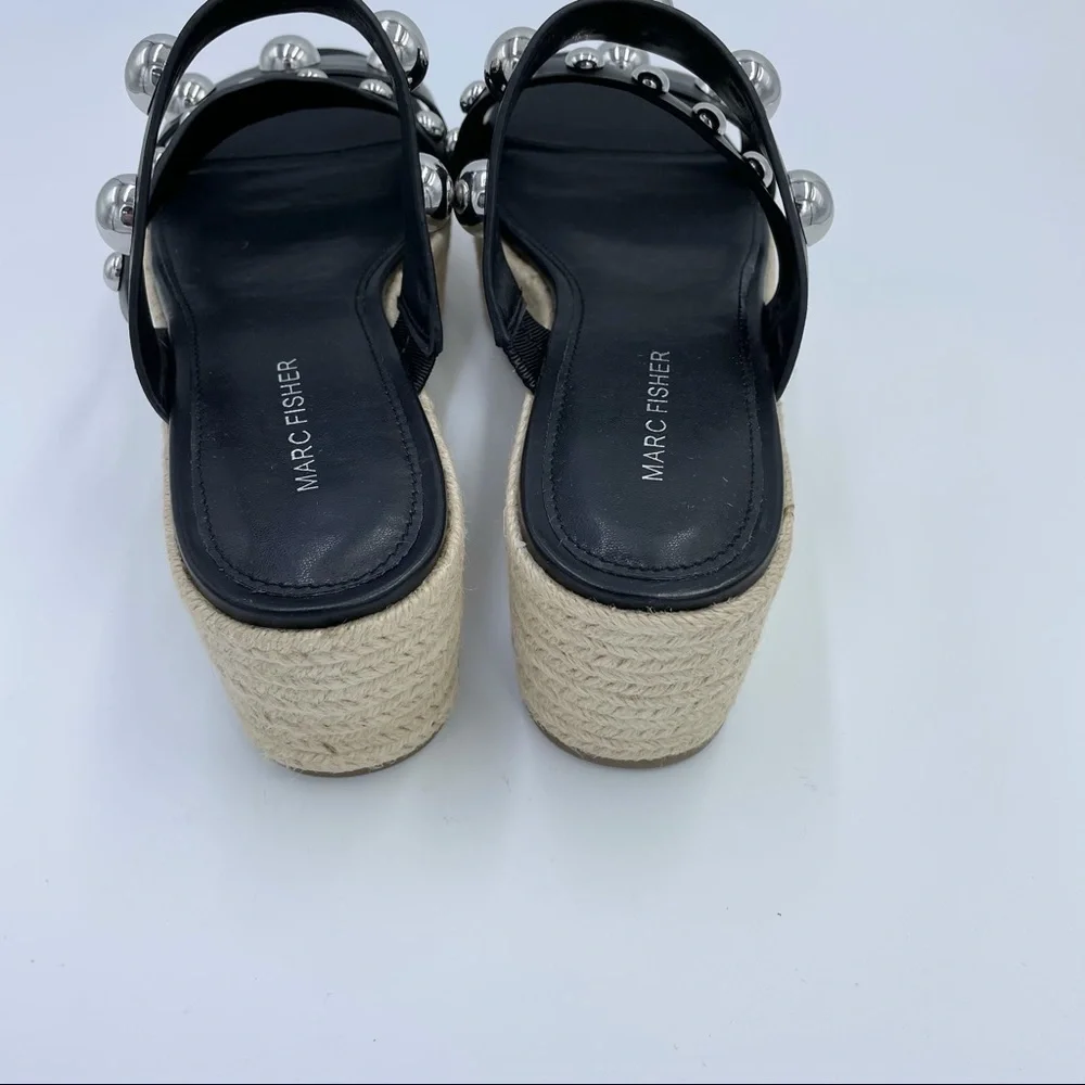 Marc Fisher Jalyn Platform Espadrilles Sandals Black Sz 9
